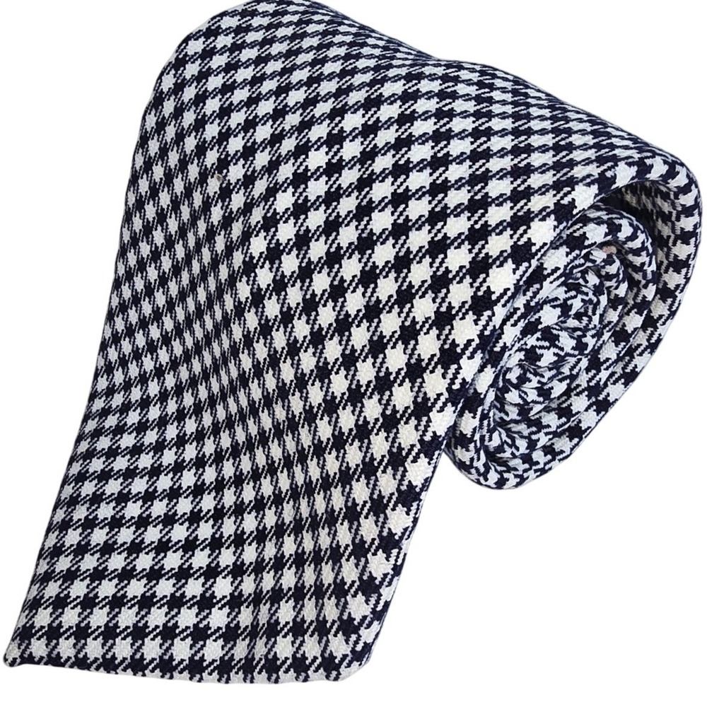 VINTAGE Black & White Checkered Via‎ Veneto 100% Polyester Neck Tie